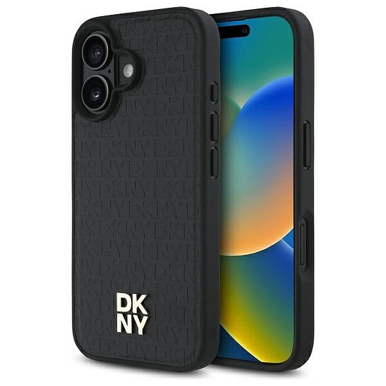 DKNY Repeat Pattern Stack logó MagSafe iPhone 16 tok - fekete