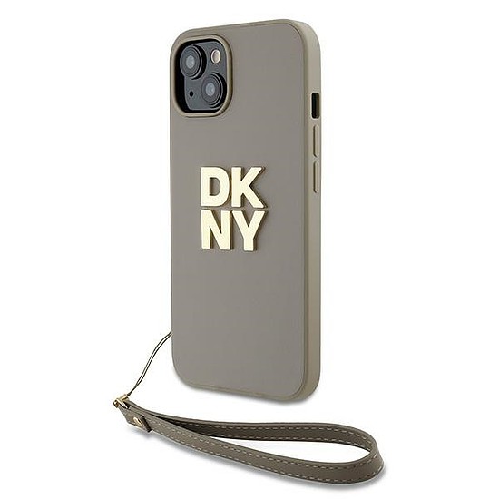 DKNY Wrist Strap Stock logós tok iPhone 15 / 14 / 13-hoz - bézs