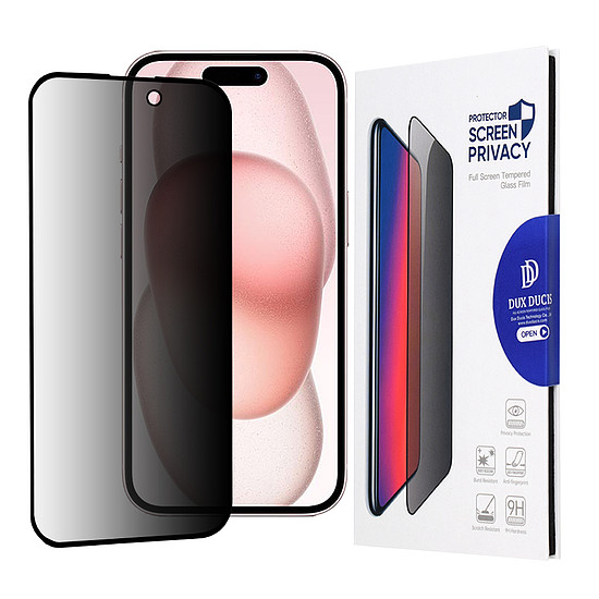 Dux Ducis - Edzett üveg Privacy - iPhone 15 - Fekete (KF2315349)