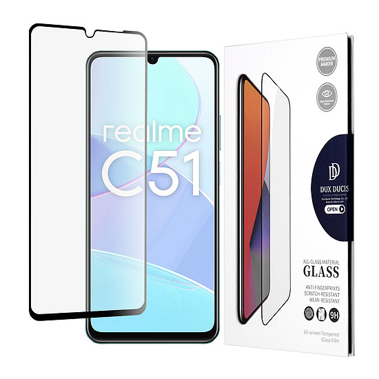 Dux Ducis - Edzett üveg - Realme C51 / Note 50 - Fekete