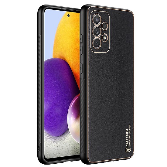 Dux Ducis Yolo elegáns tok puha TPU és PU bőrből Samsung Galaxy A72 4G fekete