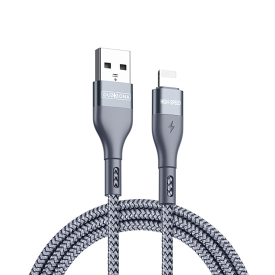 Duzzona - Adatkábel (A7) - USB-ről villámgyors töltésre 2,4 A, 12 W, 480 Mbps, 1 m - Szürke