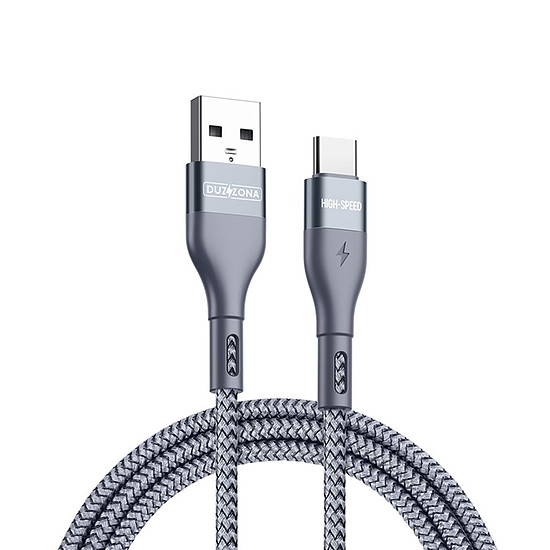 Duzzona - Adatkábel (A8) - USB-C típusú gyorstöltés 2,4 A, 12 W, 480 Mbps, 2 m - Szürke