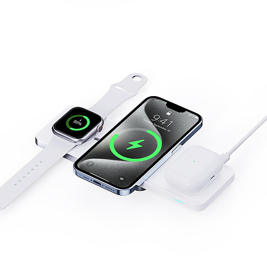 Duzzona - Töltőállomás 3 az 1-ben (W19) - iPhone, AirPods és Apple Watch, 15 W - Fehér