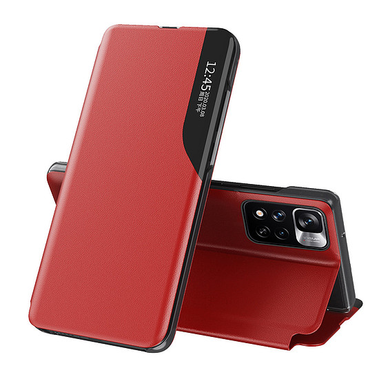 Eco Leather View Case Elegáns Flip Cover állvány funkcióval Poco M4 Pro 5G Red