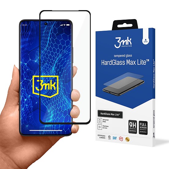 Edzett üveg 3mk HardGlass Max Lite fekete kerettel Xiaomi Redmi Note 13 Pro+ készülékhez