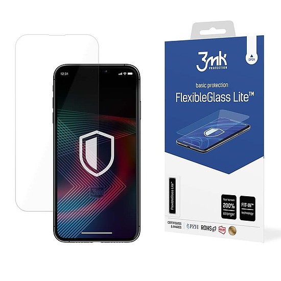 Edzett üveg iPhone 14 Pro / iPhone 14 hibrid flexi 6H 3mk FlexibleGlass Lite sorozathoz