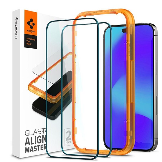 EDZETT ÜVEG Spigen ALM GLASS FC 2 CSOMAGOS IPHONE 14 PRO FEKETE