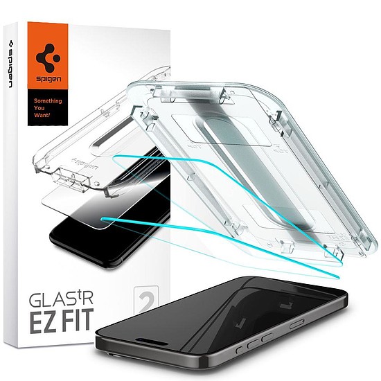 EDZETT ÜVEG Spigen GLAS.TR "EZ FIT" 2 CSOMAGOS IPHONE 15 PRO CLEAR