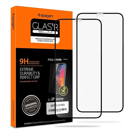 EDZETT ÜVEG Spigen GLASS FC 2 CSOMAGOS IPHONE 11 PRO FEKETE