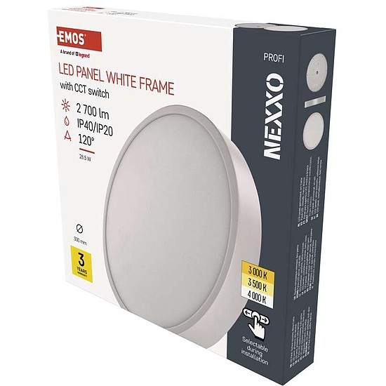 EMOS LED felületi lámpatest NEXXO, kerek, fehér, 28,5W, CCT