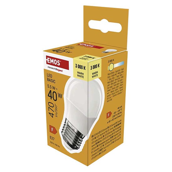 EMOS LED izzó Basic Mini Globe / E27 / 6 W (42 W) / 510 lm / meleg fehér