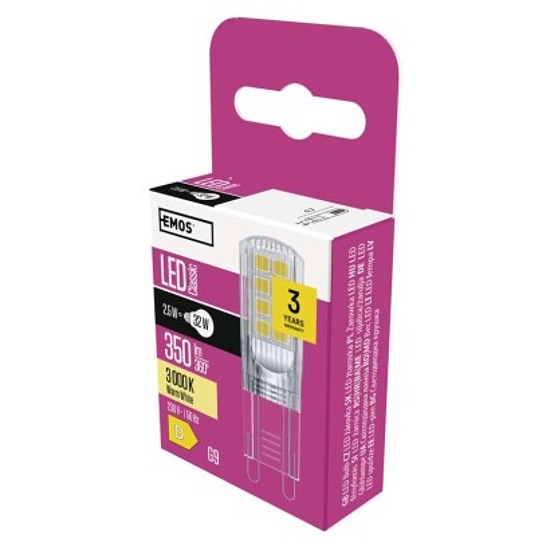 EMOS LED izzó Classic JC / G9 / 2,5 W (32 W) / 350 lm / meleg fehér