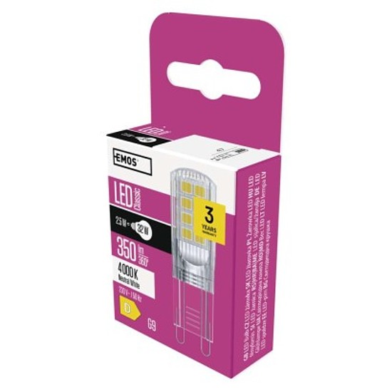 EMOS LED izzó Classic JC / G9 / 2,5 W (32 W) / 350 lm / természetes fehér