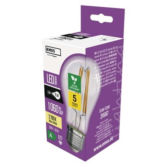 EMOS LED izzó Filament A60-körte / E27 / 5 W (75 W) / 1 060 lm / meleg fehér