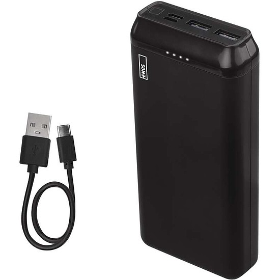 EMOS Powerbank 20.000 mAh, 10 W, fekete, Li-Po 3,7 V +Type-C kábel