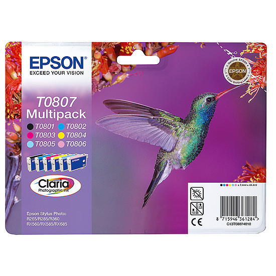 Epson T0807 Multipack Bk C M Y LC LM tintapatron eredeti C13T08074010 (T0801 + T0802 + T0803 + T0804 + T0805 + T806) Kolibri