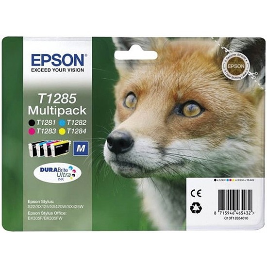 Epson T1285 Multipack Black Cyan Magenta Yellow tintapatron eredeti C13T12854010 (T1281 + T1282 + T1283 + T1284) Róka