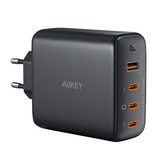 Fali töltő Aukey PA-B7S, 1xUSB-A, 3xUSB-C, 100W GaN fekete (PA-B7S Black)