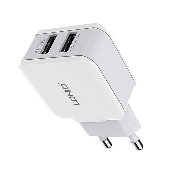 Fali töltő LDNIO A2202, 2x USB, 12W, fehér (A2202 EU)