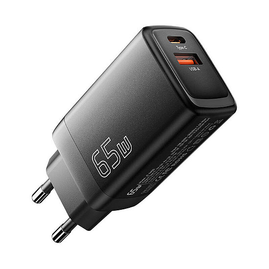 Fali töltő USB-C+USB-A 65W Essager GaN fekete (ECTAC-RYB01-Z)