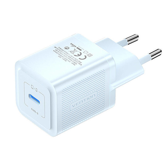 Fali töltő, Vention, FEPL0-EU, USB-C, 20W, GaN kék