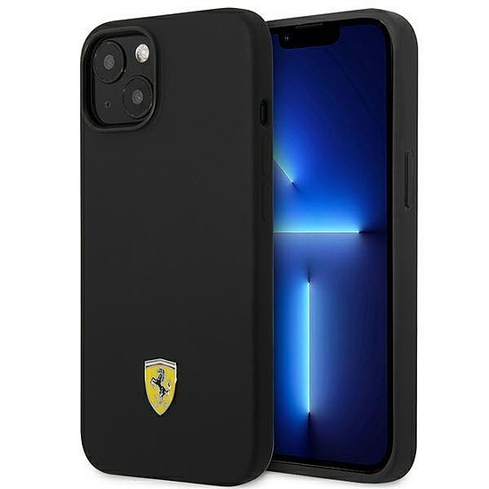 Ferrari FEHCP14MSIBK iPhone 14 Plus 6.7" fekete/fekete keménytokos szilikon fém logo