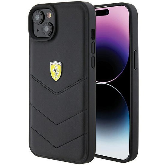 Ferrari FEHCP15MRDUK iPhone 15 Plus 6,7" fekete/fekete keménytokos steppelt fém logo