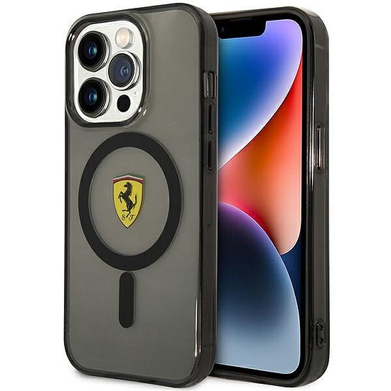 Ferrari FEHMP14LUKK iPhone 14 Pro 6.1" fekete/fekete keménytokos áttetsző táska