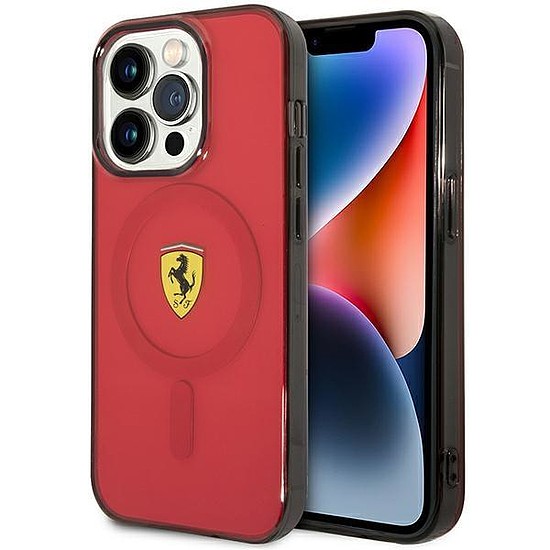 Ferrari FEHMP14LUKR iPhone 14 Pro 6.1" piros/piros kemény tok, áttetsző táska