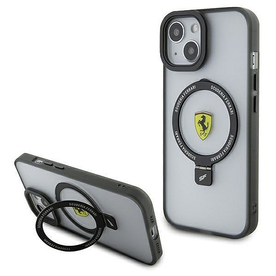 Ferrari FEHMP15SUSCAH iPhone 15 6.1" átlátszó keményházas Gyűrűs állvány 2023 Collection MagSafe