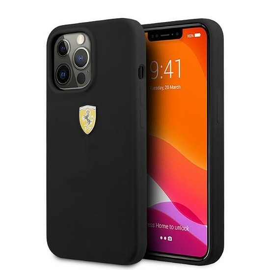 Ferrari FESSIHMP13LBK iPhone 13 Pro / 13 6.1" fekete/fekete keménytok, MagSafe szilikon