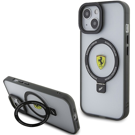 Ferrari Ring Stand 2023 Collection MagSafe tok iPhone 15 Plus / 14 Plus telefonhoz - fekete