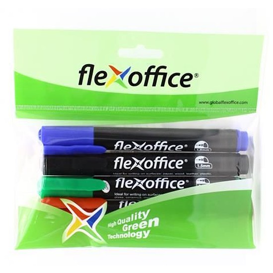 Flexoffice alkoholos rostirón 4 db-os készlet kerek hegy 1,5mm PM03