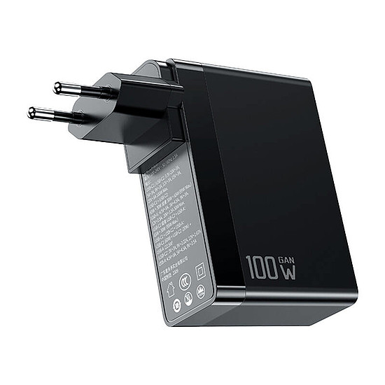 GaN Mcdodo CH-8101 Pro univerzális UK/US/EU utazási töltő/adapter, 100W, 2xUSB-C, USB-A fekete