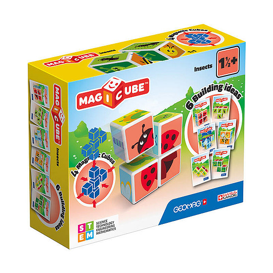 Geomag Magicube Printed Insects magnetic blocks + cards 7 db GEO-121