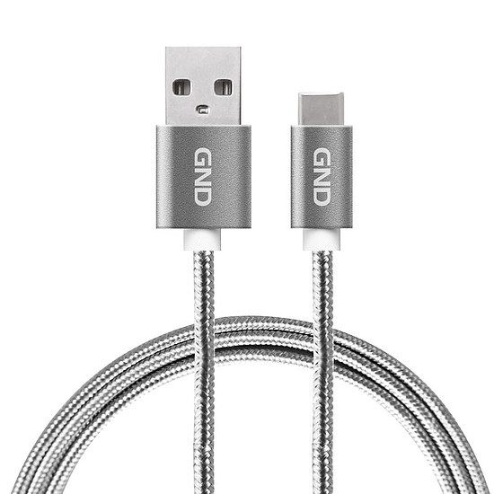 GND USB-A/USB-C kábel, 1 méter, fonott - titán szín (GNDUSBAC100MM08)