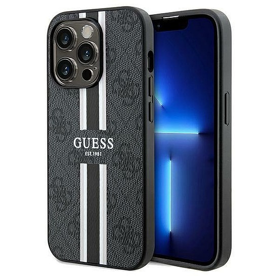 Guess 4G Printed Stripes MagSafe tok iPhone 15 Pro-hoz - fekete