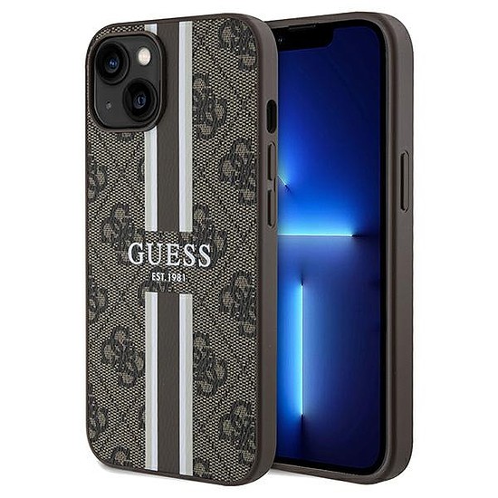 Guess 4G Printed Stripes MagSafe tok iPhone 15/14/13-hoz - barna