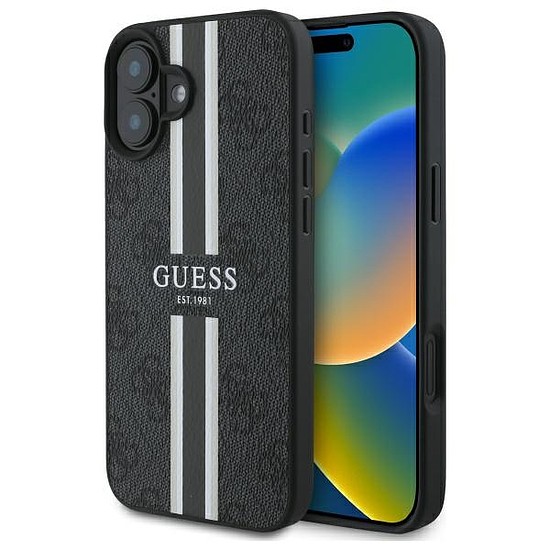 Guess 4G Printed Stripes MagSafe tok iPhone 16-hoz - fekete