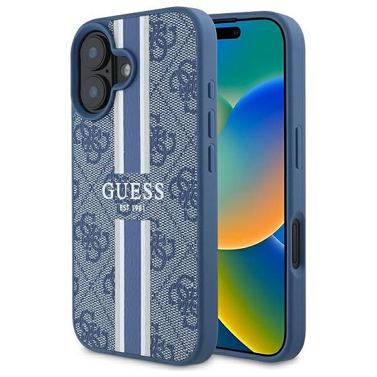 Guess 4G Printed Stripes MagSafe tok iPhone 16-hoz - kék