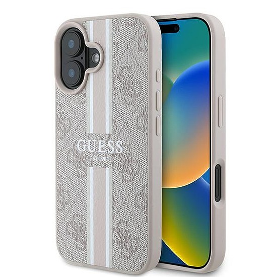 Guess 4G Printed Stripes MagSafe tok iPhone 16 Plus készülékhez - rózsaszín