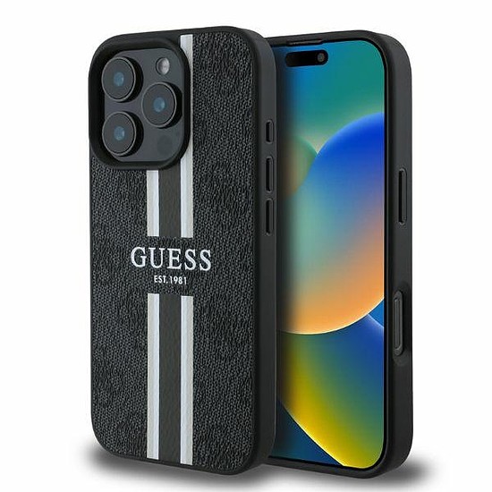 Guess 4G Printed Stripes MagSafe tok iPhone 16 Pro-hoz - fekete