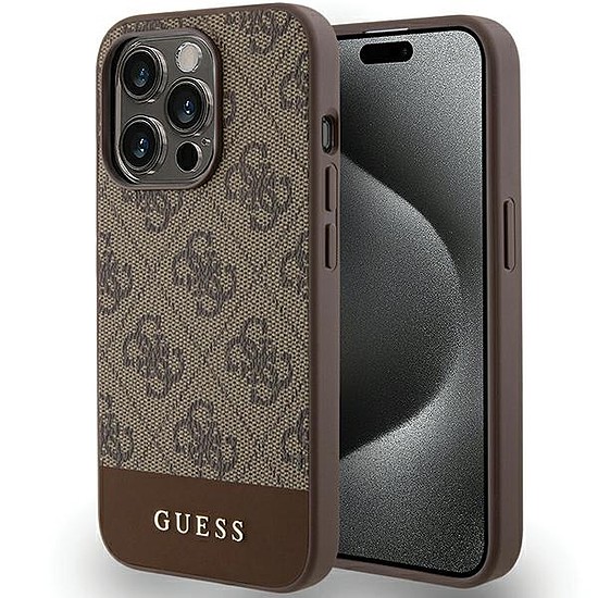 Guess 4G Stripe Collection tok iPhone 15 Pro-hoz - barna