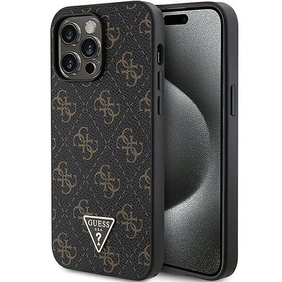 Guess 4G Triangle fém logós tok iPhone 15 Pro-hoz - fekete