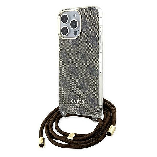 Guess Crossbody Cord 4G nyomtatótok iPhone 15 Pro Max készülékhez - barna