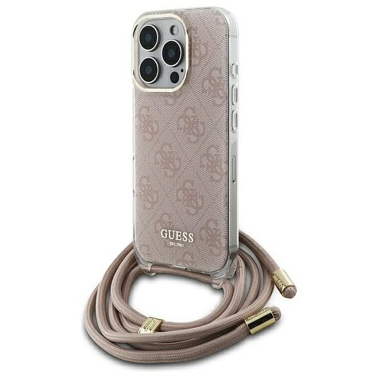 Guess Crossbody Cord 4G nyomtatótok iPhone 16 Pro Max készülékhez - rózsaszín