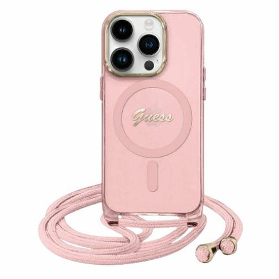 Guess Crossbody Cord Script MagSafe iPhone 16 tok - rózsaszín