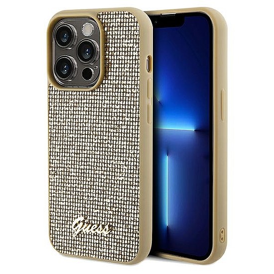 Guess Disco Metal Script tok iPhone 14 Pro Max-hoz - arany