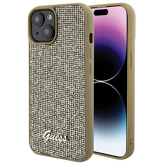 Guess Disco Metal Script tok iPhone 15-höz - arany